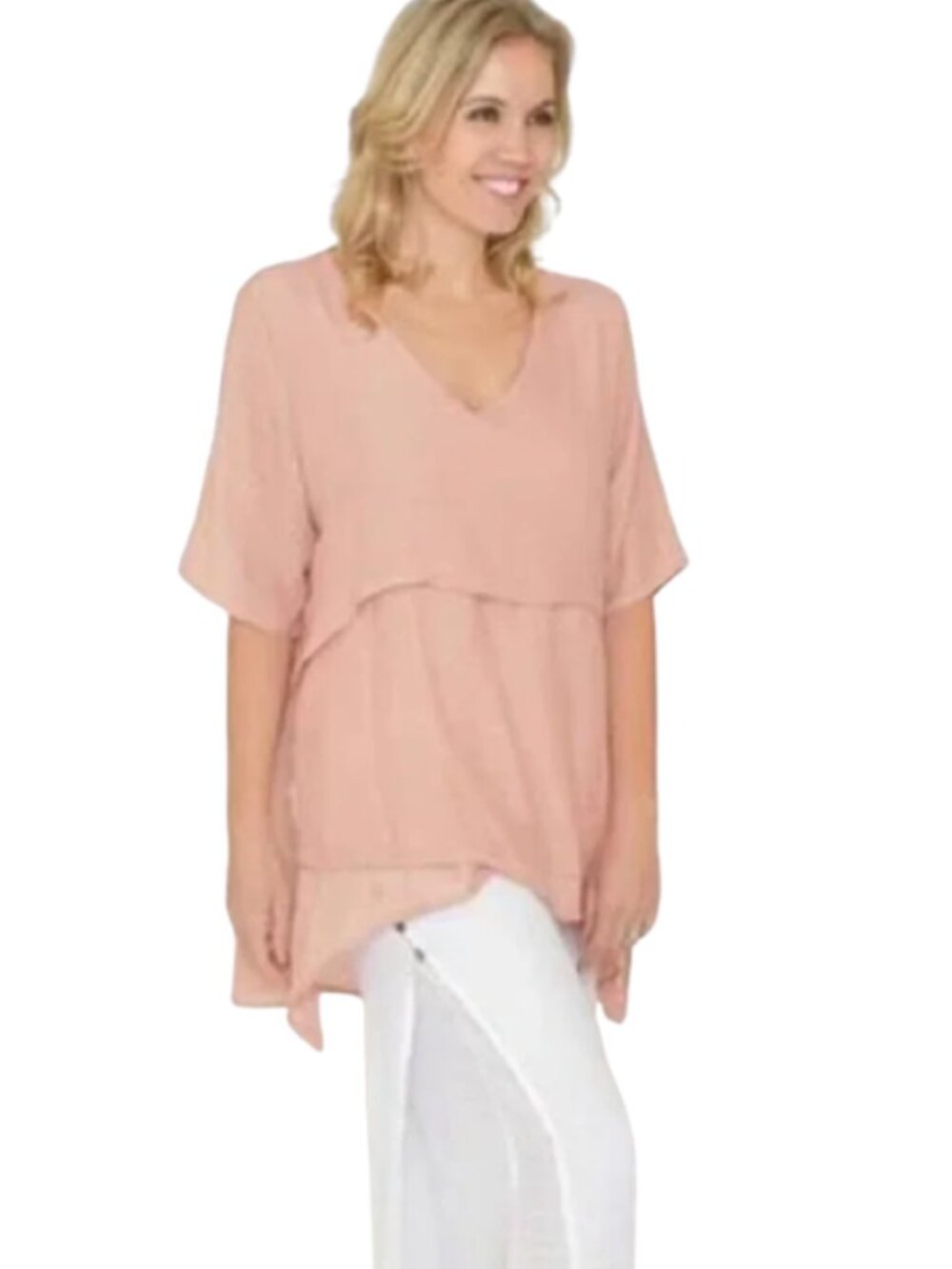Avenue Coral Layered Tunic Blouse 16